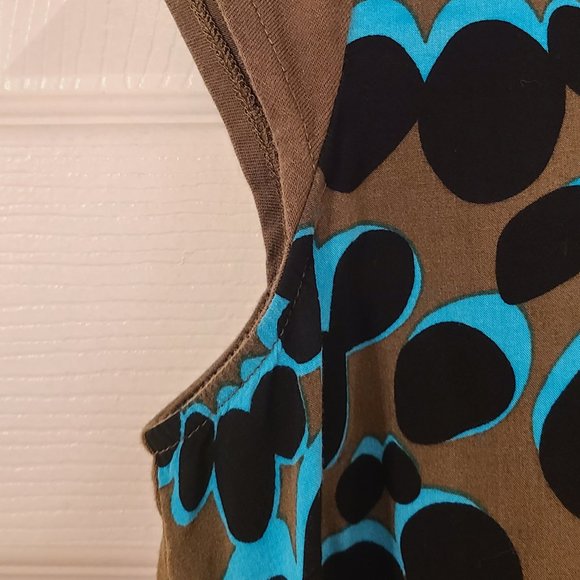 Boden Olive, Black, & Turquoise Abstract Pattern Dress ~ Size 10R US (14R UK) - Picture 2 of 6